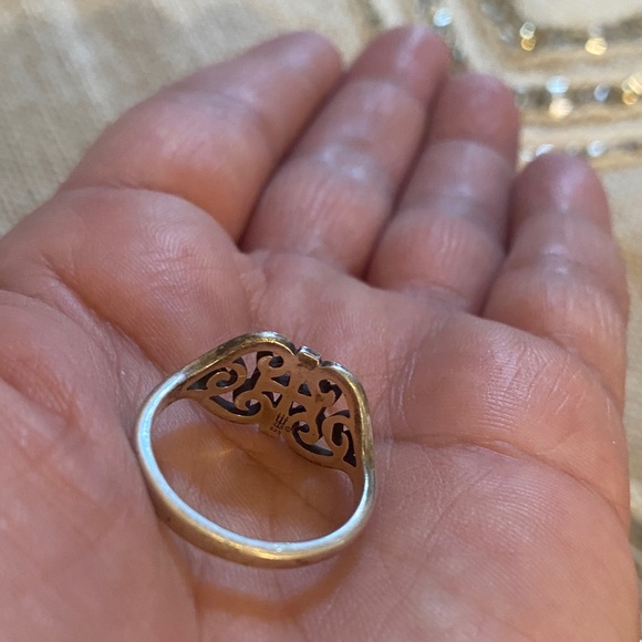 Sterling Silver Scroll Cross Ring Stamped 925 - Picture 6 of 7